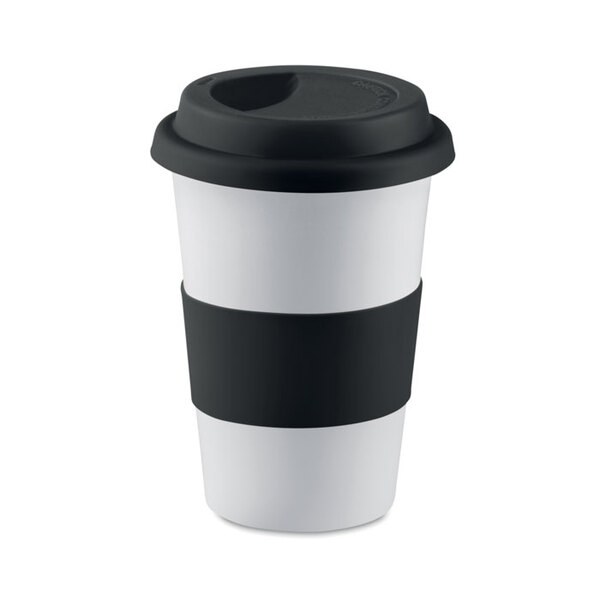 TRIBECA Taza de cerámica con tapa de silicona - GiftRetail MO7683