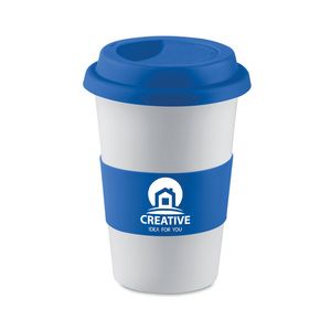 TRIBECA Taza de cerámica con tapa de silicona - GiftRetail MO7683