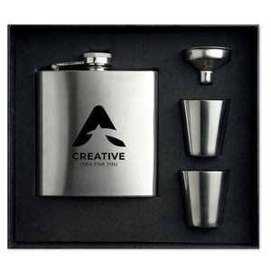 SLIMMY FLASK SET Slim hip flask w 2 cups set