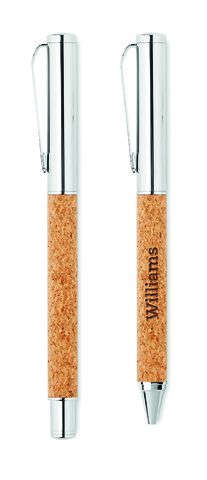 QUERCUS Set bolígrafo y roller corcho
