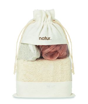 CUIDA SET Set de baño en bolsa jute