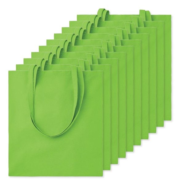 Pack of 10 GiftRetail MO9268 - COTTONEL COLOUR Eco-Friendly 140gsm Cotton Shopping Tote Bag