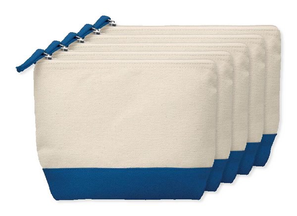 Pack of 5 GiftRetail MO9815 - KLEUREN Stylish Two-Tone Cotton Cosmetic Bag with Zipper