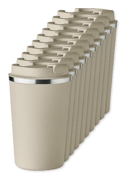Pack de 10 GiftRetail MO6276 - BRACE Taza Térmica de Acero Inoxidable 350 ml con Tapa