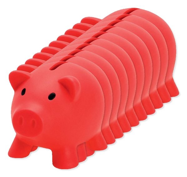 Pack of 10 GiftRetail MO8132 - PVC Piggy Bank with ABS stopper