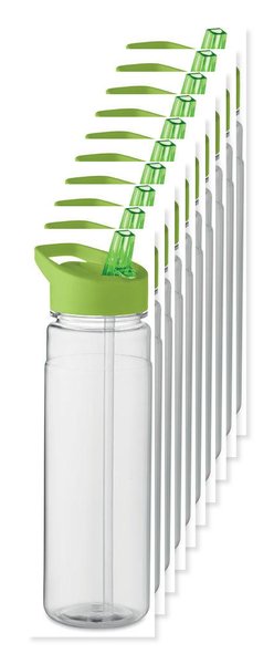 Pack of 10 GiftRetail MO6467 - ALABAMA RPET Eco-Friendly 650ml RPET Bottle with Flip Lid and Straw