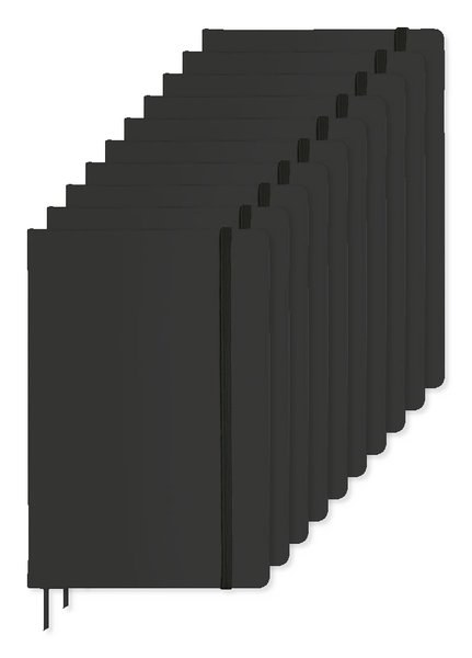 Pack of 10 GiftRetail AR1804 - ARCONOT A5 Hardcover Notebook with Elastic Strap