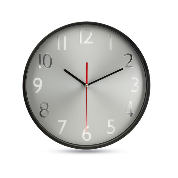 RONDO Elegant Silver Wall Clock with Glass Protection - GiftRetail MO7503