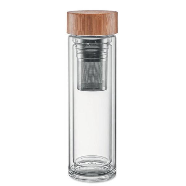 BATUMI GLASS Cantimplora pared doble de cristal 420 ml - GiftRetail MO9420