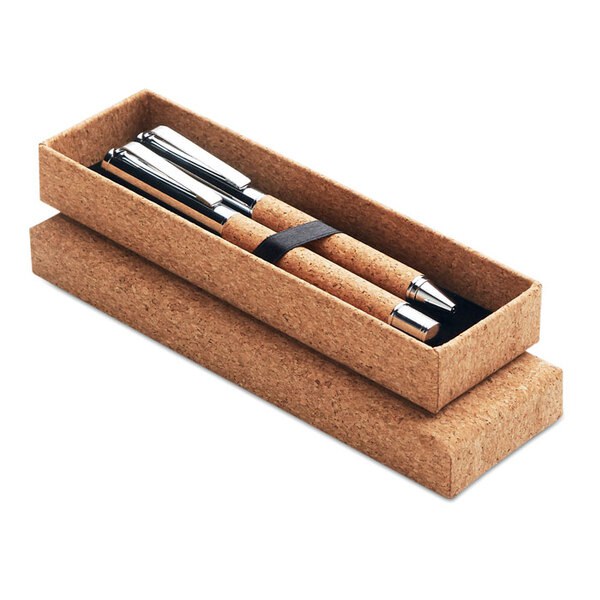 QUERCUS Set bolígrafo y roller corcho - GiftRetail MO9678