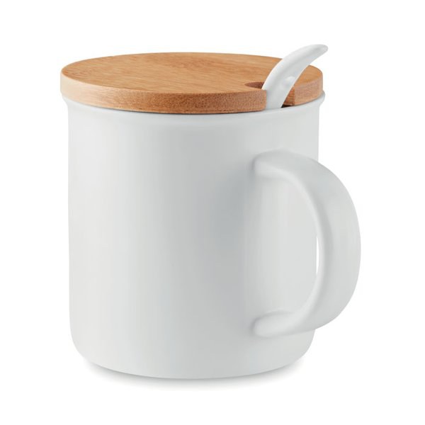 KENYA Taza de porcelana con tapa - GiftRetail MO9708