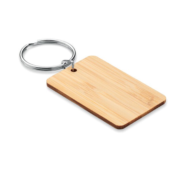 ANGLEBOO Llavero rectangular de bambú - GiftRetail MO6978
