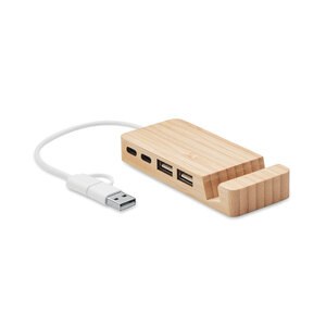 HUBSTAND HUB USB de 4 puertos de bambú - GiftRetail MO2144