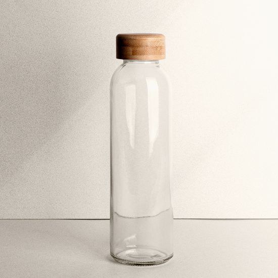 Goya 39019 - Botella de vidrio 500 ml con tapa de bambú TONIC