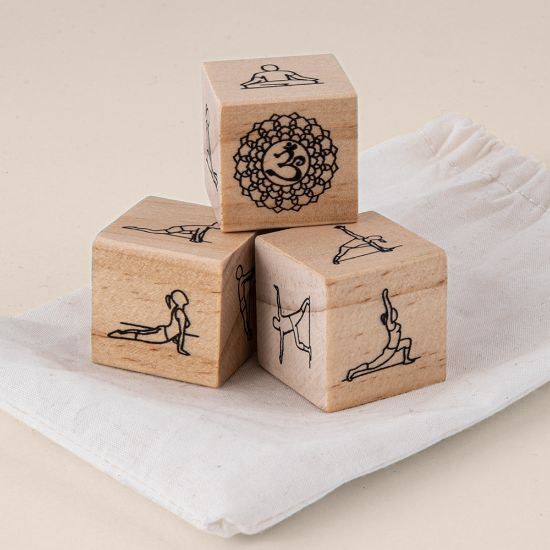 Goya 50627 - Pine Wood Yoga Dice Game with Cotton Bag KALI