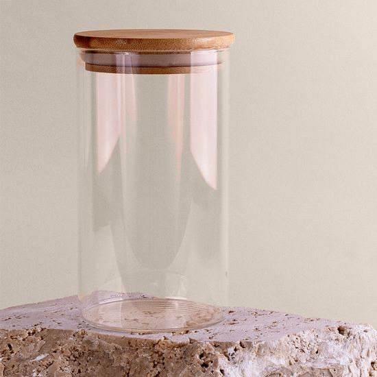 Goya 50644 - Tarro de Vidrio Borosilicato con Tapa Bambú 650ml PRASE