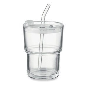SIP Vaso de cristal con pajita 400ml - GiftRetail MO2502
