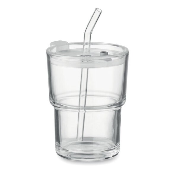 SIP Vaso de cristal con pajita 400ml - GiftRetail MO2502