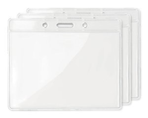 Pack of 30 GiftRetail MO8599 - BADGY Clear Plastic Badge Holder 10cm x 8cm for ID Cards