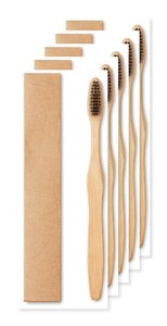 Pack de 50 GiftRetail MO9877 - DENTOBRUSH Cepillo dientes mango bambú