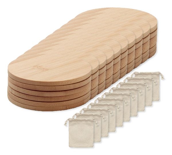 Pack de 100 GiftRetail MO6601 - BAYIN SET Juego de 6 posavasos de bambú