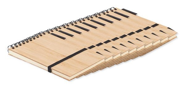 SONORABAM Juego de bloc de notas A6 de bambú