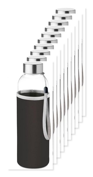 Pack of 100 GiftRetail MO9358 - UTAH GLASS Eco-Friendly 500ml Glass Bottle with Neoprene Cover