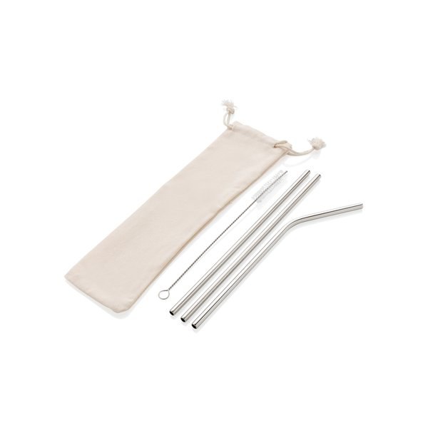 Juego de pajitas reutilizables de acero inoxidable de 3 piezas