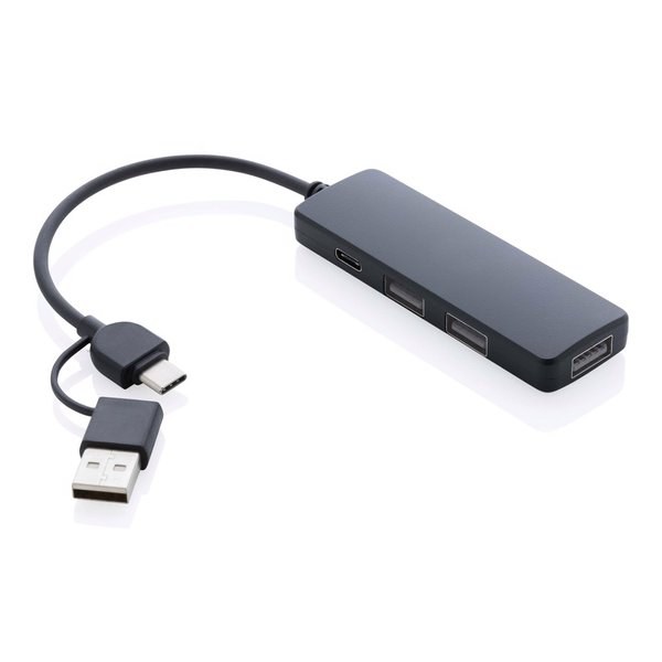 XD Collection P308.26 - Hub USB de plástico reciclado RCS con doble entrada
