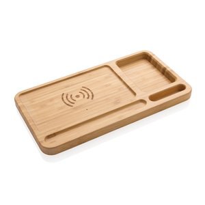 XD Collection P308.39 - Organizador de escritorio de bambú con cargador inalámbrico de 10 W