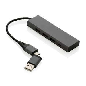 XD Xclusive P308.68 - Concentrador de aluminio reciclado Terra RCS con 3 puertos USB