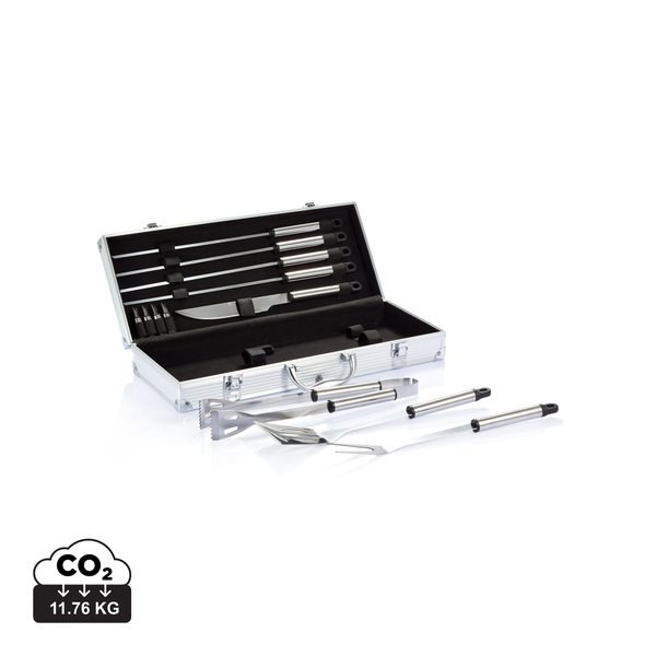 Juego de barbacoa de 12 piezas en caja de aluminio