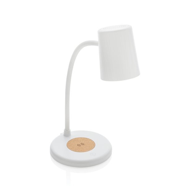 XD Collection P514.03 - Lámpara de escritorio inalámbrica Zenara de 15W de plástico reciclado RCS y corcho
