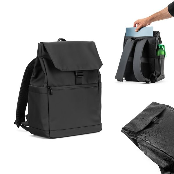 Mochila para portátil de PU (16"), con solapa que cubre todos los compartimentos - Egotier 92578